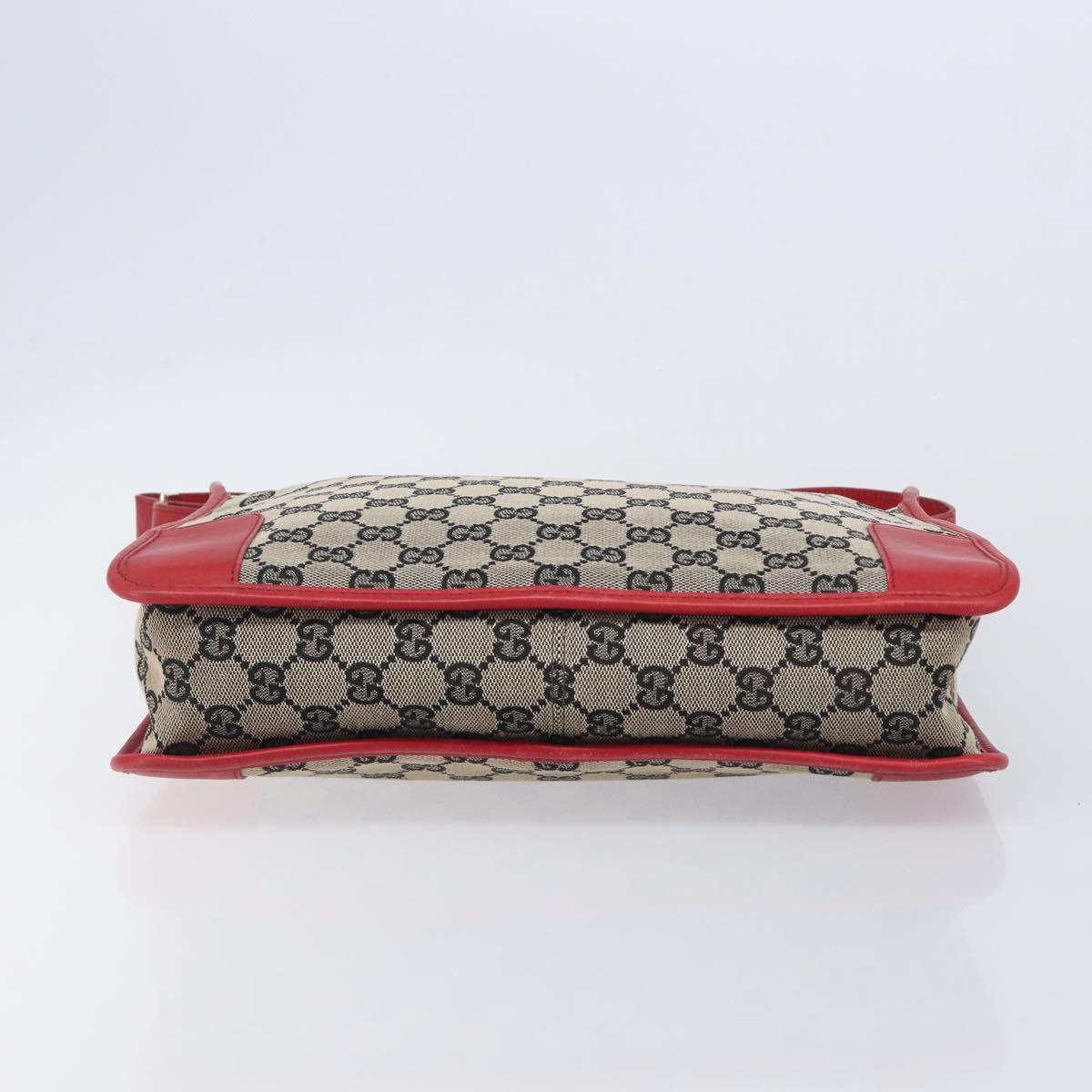 GUCCI GG Canvas Shoulder Bag Navy Gold 001 4205 Auth 209531A