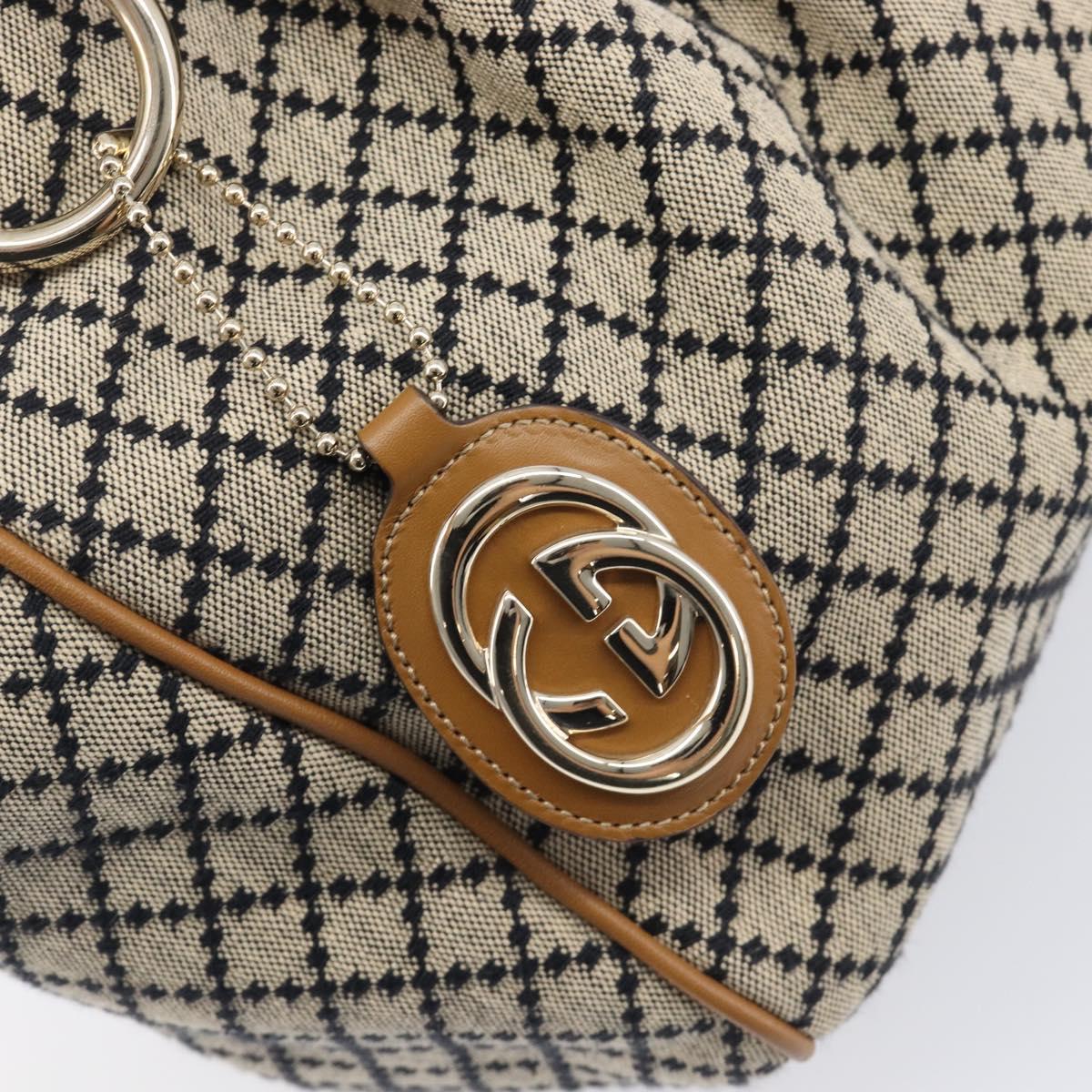 GUCCI Diamante GG Canvas Sukey Hand Bag Beige Gold 211944 Auth 209539V
