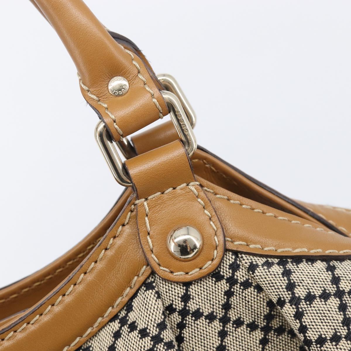 GUCCI Diamante GG Canvas Sukey Hand Bag Beige Gold 211944 Auth 209539V