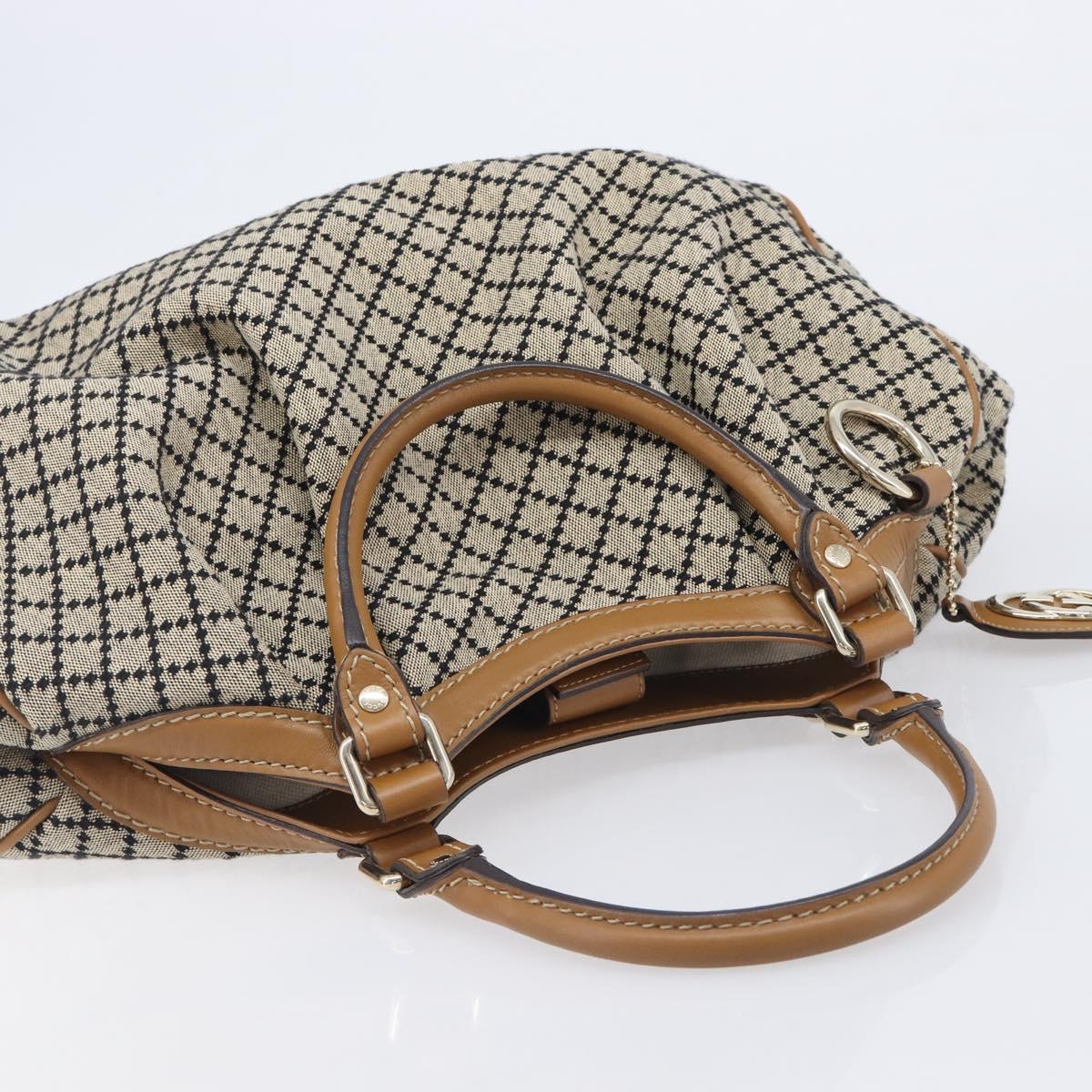 GUCCI Diamante GG Canvas Sukey Hand Bag Beige Gold 211944 Auth 209539V