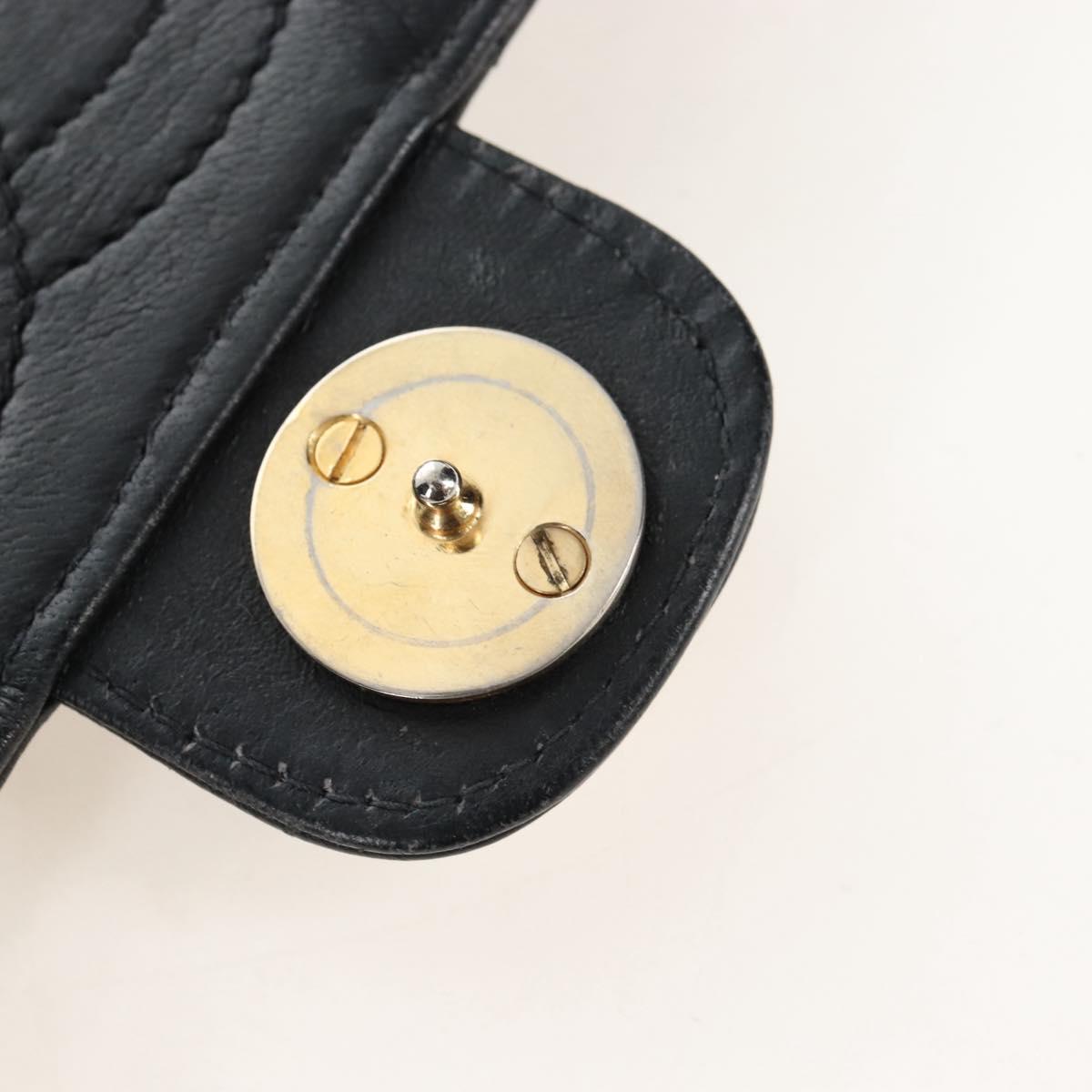 CHANEL Matelasse Chain Shoulder Bag Lamb Skin Black Gold CC Auth 209543A