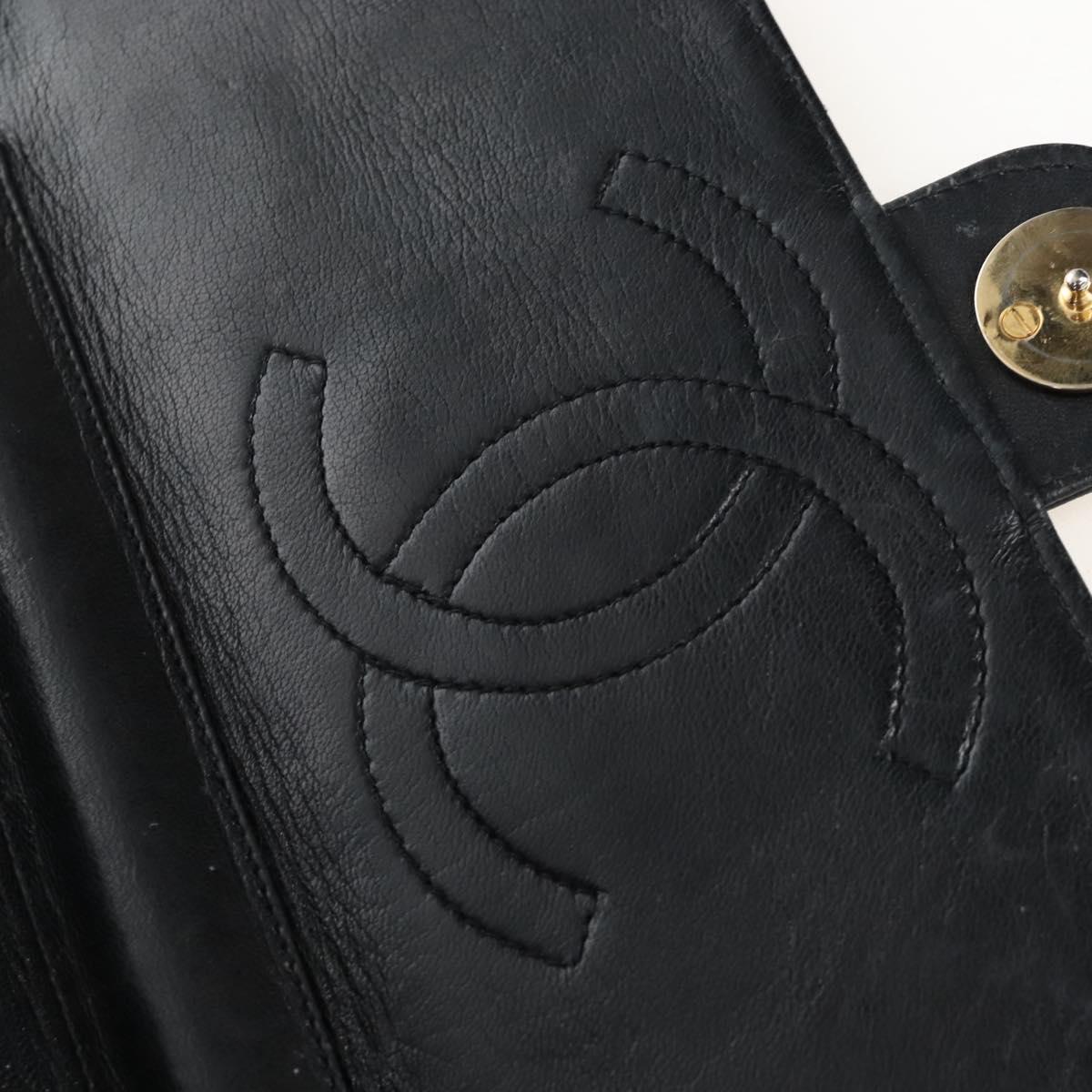 CHANEL Matelasse Chain Shoulder Bag Lamb Skin Black Gold CC Auth 209543A