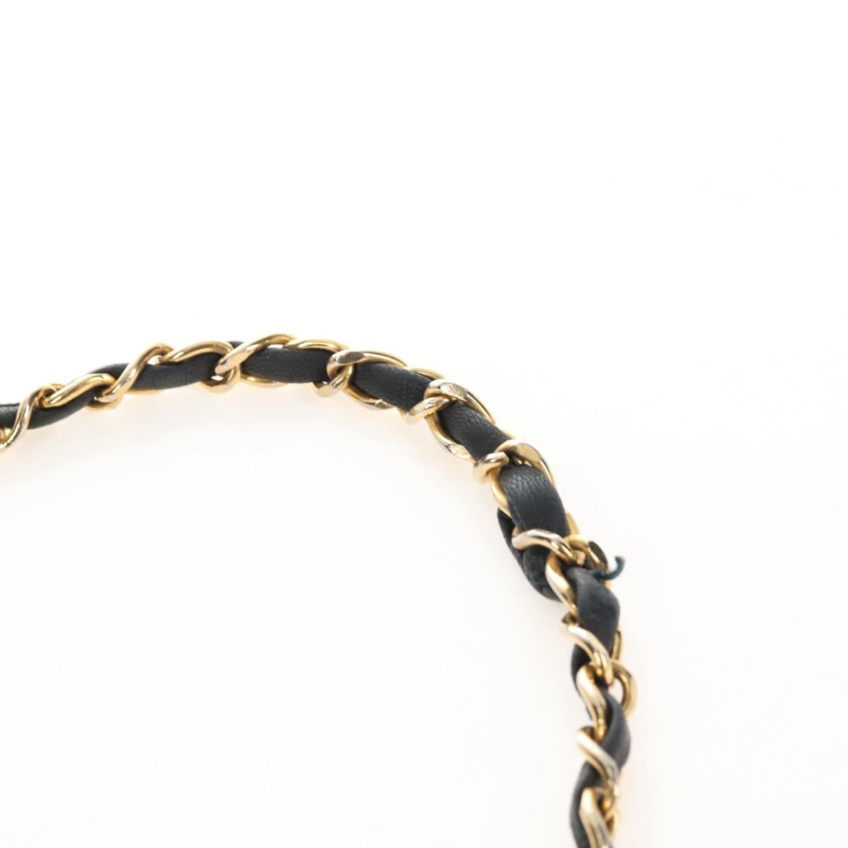 CHANEL Matelasse Chain Shoulder Bag Lamb Skin Black Gold CC Auth 209543A
