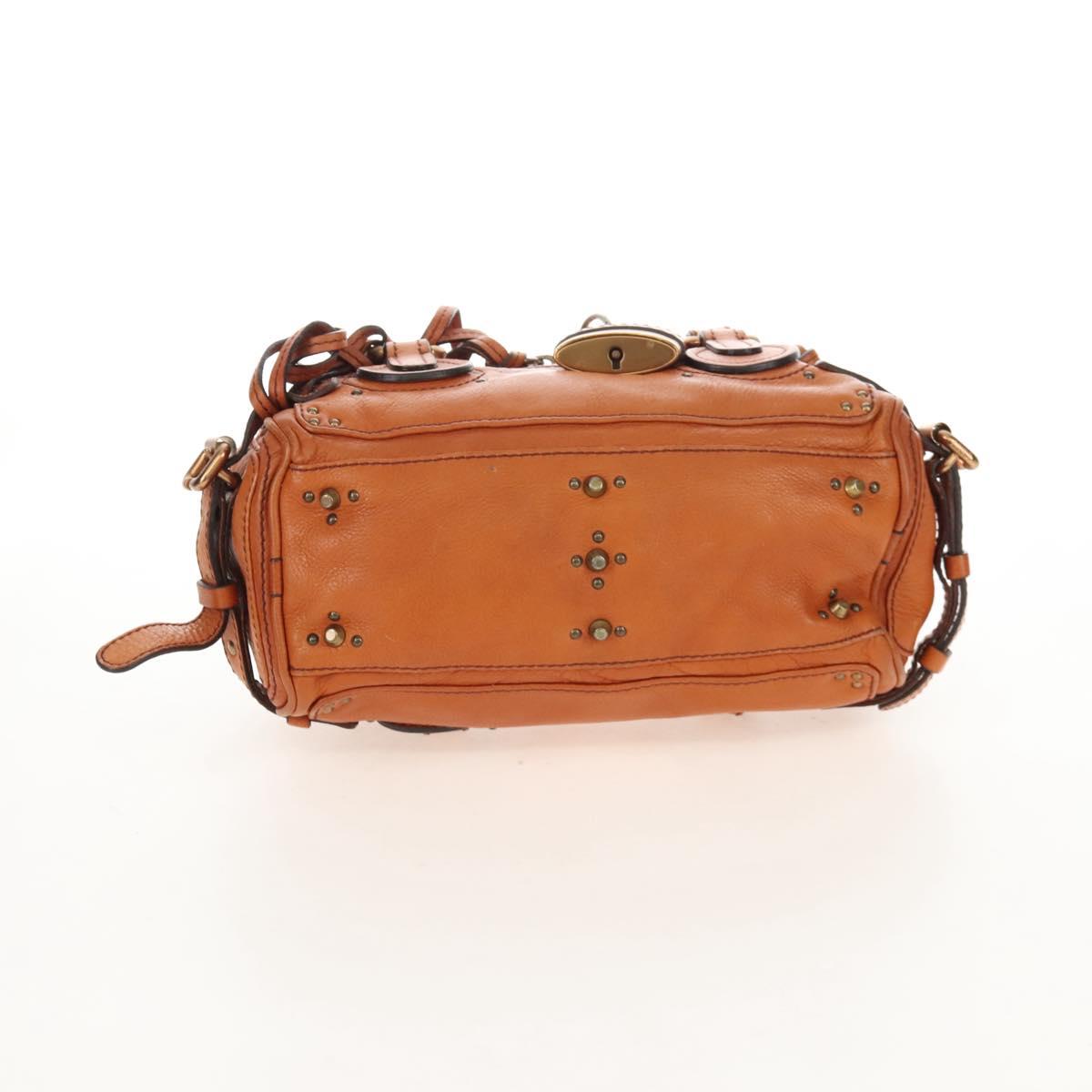 Chloe Paddington Hand Bag Leather Orange Gold Silver Auth 209544V
