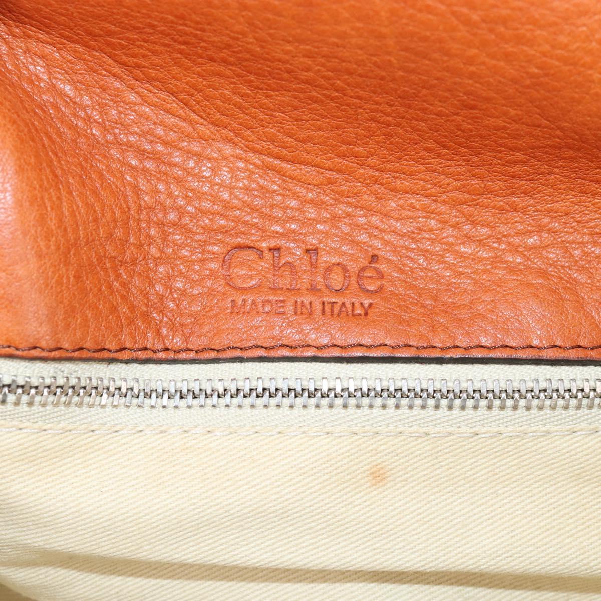 Chloe Paddington Hand Bag Leather Orange Gold Silver Auth 209544V