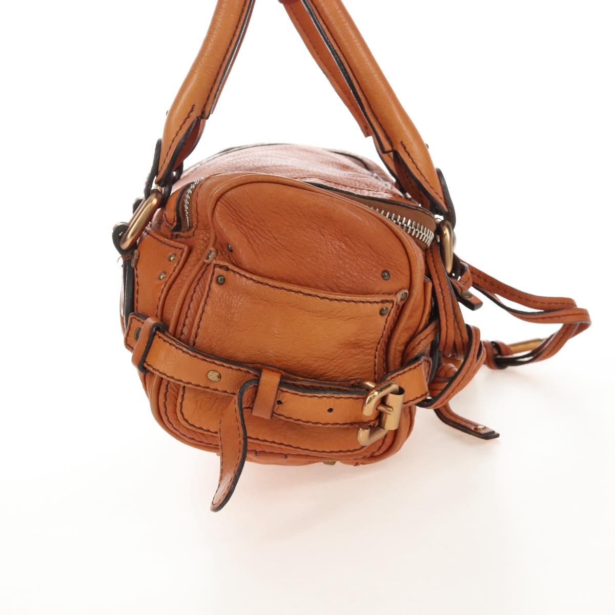 Chloe Paddington Hand Bag Leather Orange Gold Silver Auth 209544V