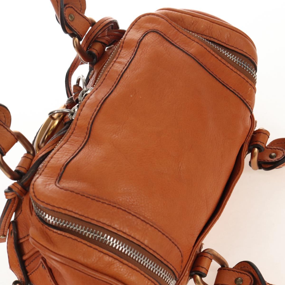 Chloe Paddington Hand Bag Leather Orange Gold Silver Auth 209544V