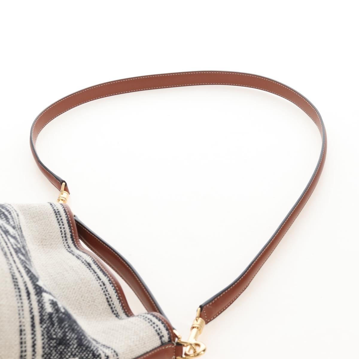 CELINE Teen Bucket 16 Shoulder Bag Canvas 2way Beige Gold Auth 209548M
