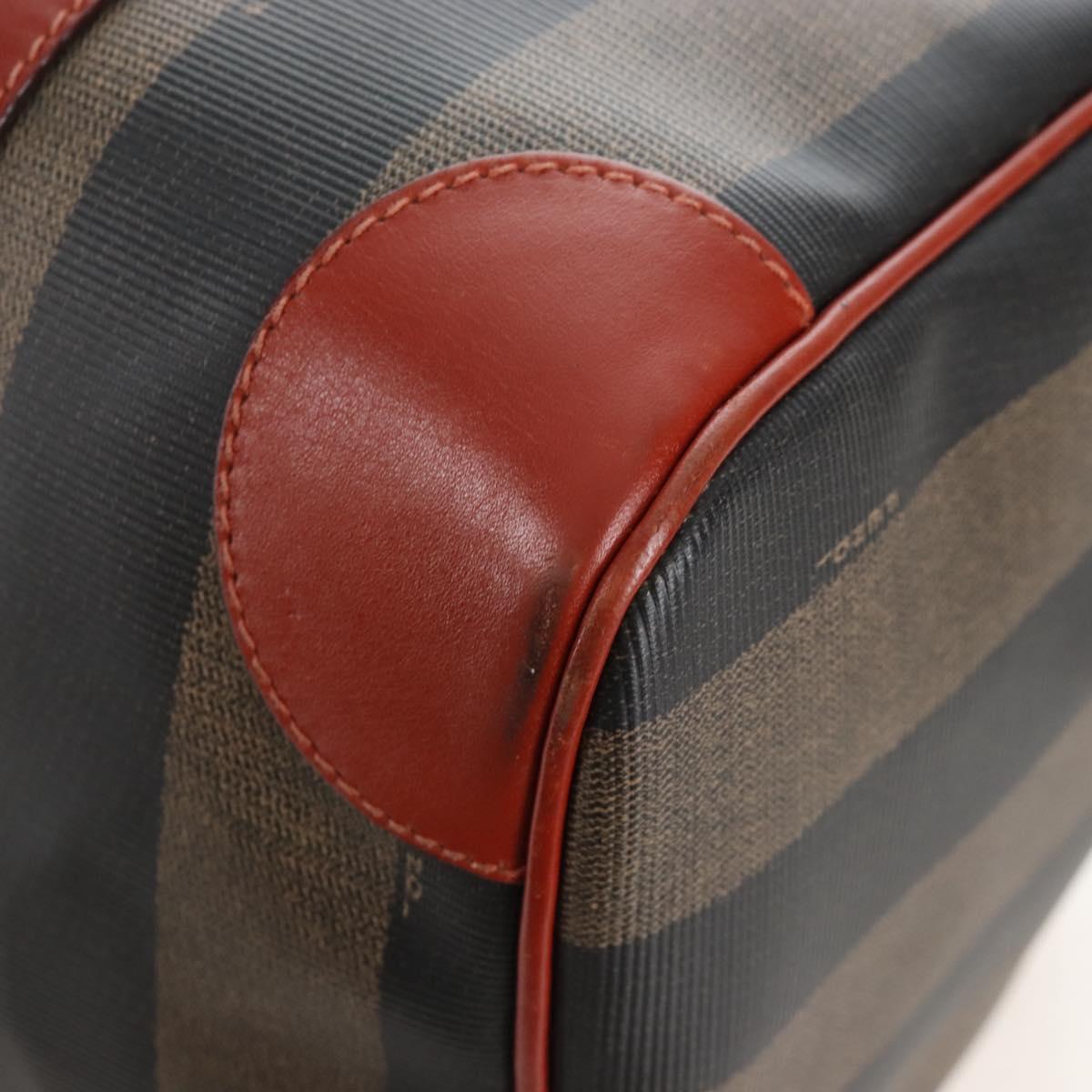 FENDI Pecan Canvas Boston Bag PVC Black Brown Auth 209549V