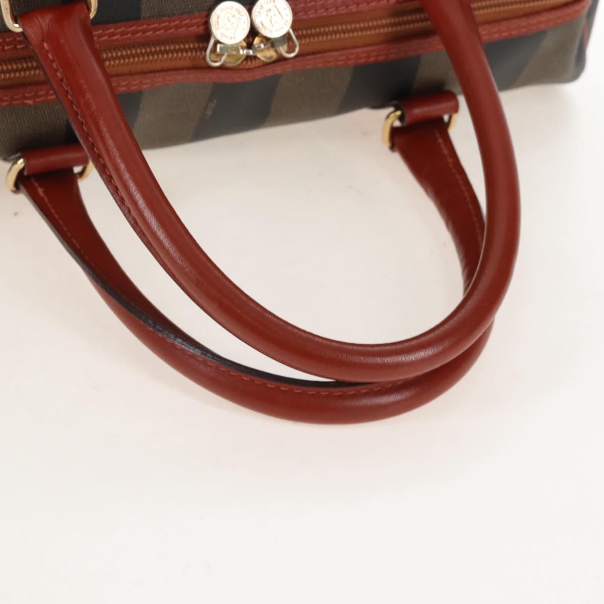 FENDI Pecan Canvas Boston Bag PVC Black Brown Auth 209549V