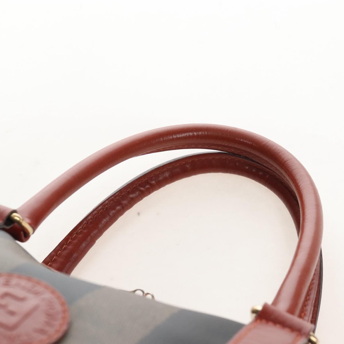 FENDI Pecan Canvas Boston Bag PVC Black Brown Auth 209549V