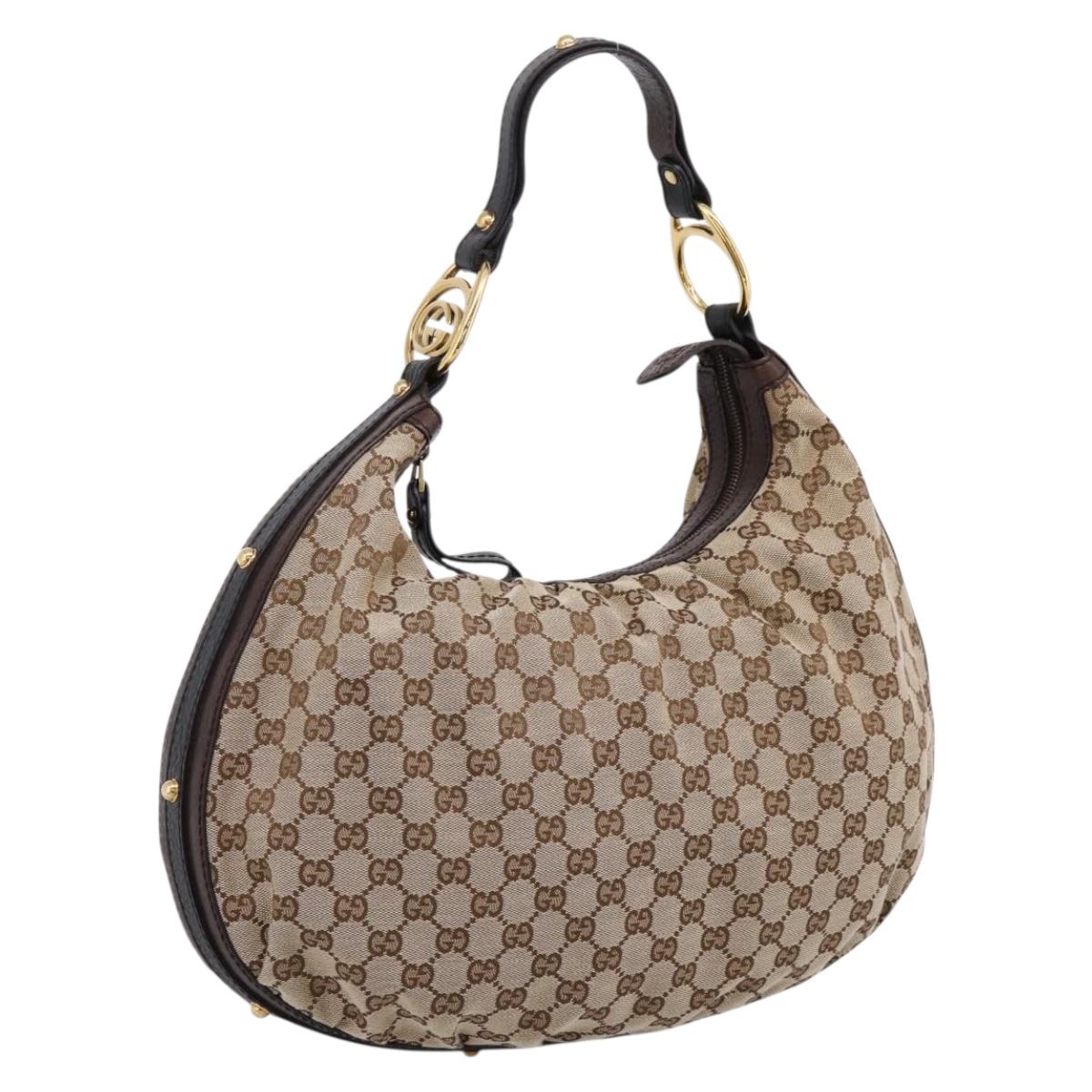 GUCCI GG Canvas Shoulder Bag Beige Gold 223952 Auth 209551V