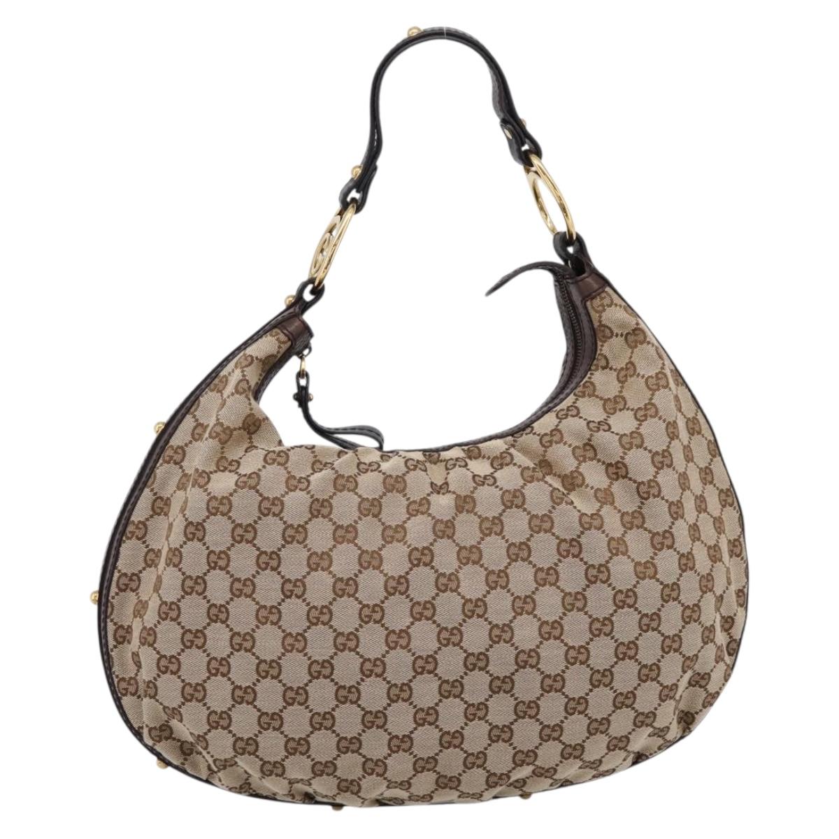 GUCCI GG Canvas Shoulder Bag Beige Gold 223952 Auth 209551V