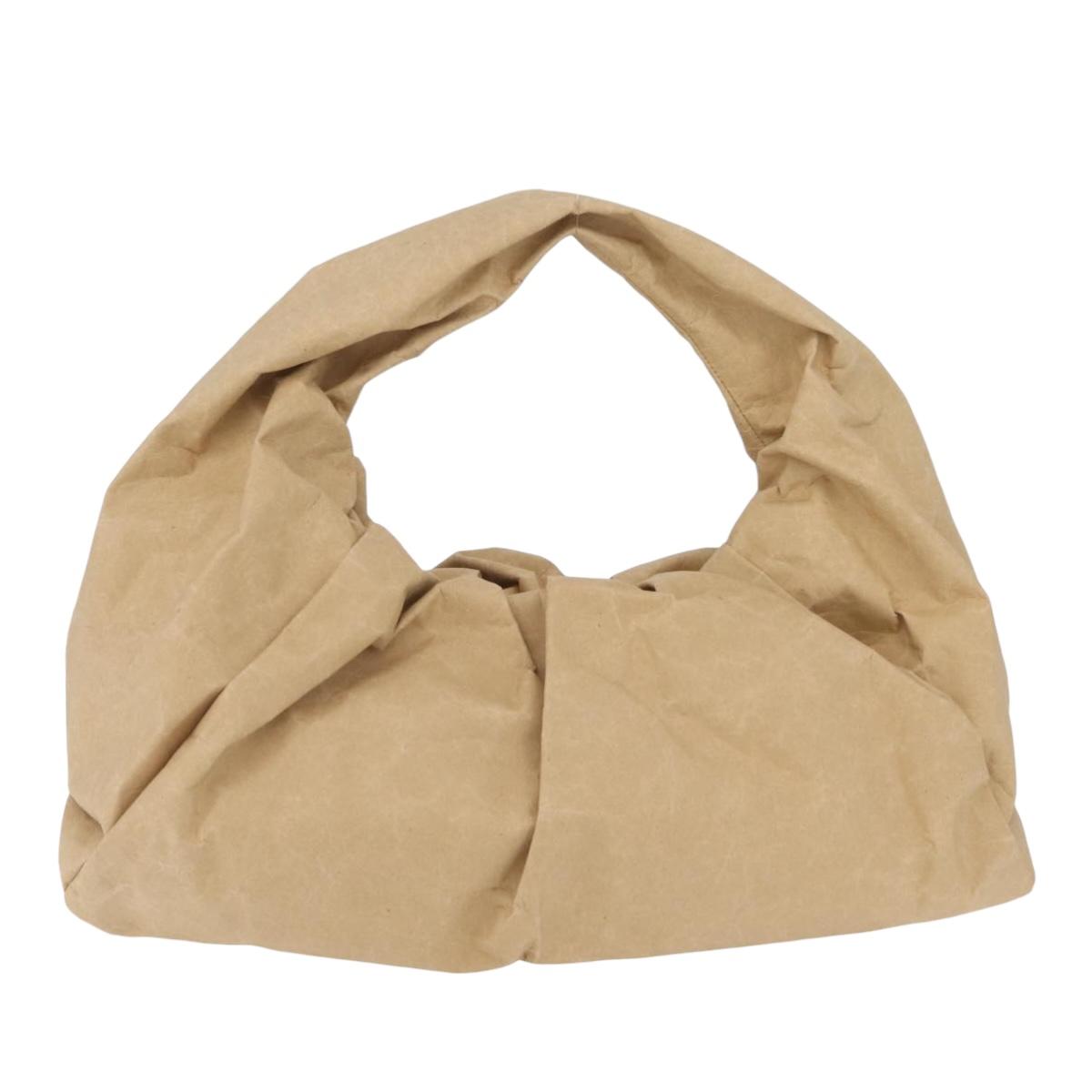Bottega Veneta Shoulder Bag Paper Leather Beige Auth 209552V