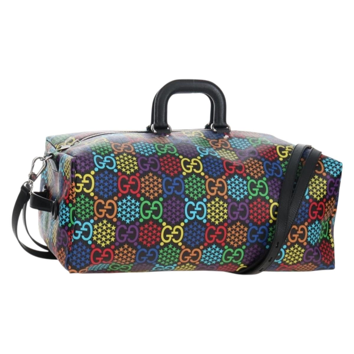 GUCCI GG Psychedelic Boston Bag PVC 2way Multicolor Silver 602619 Auth 209553M