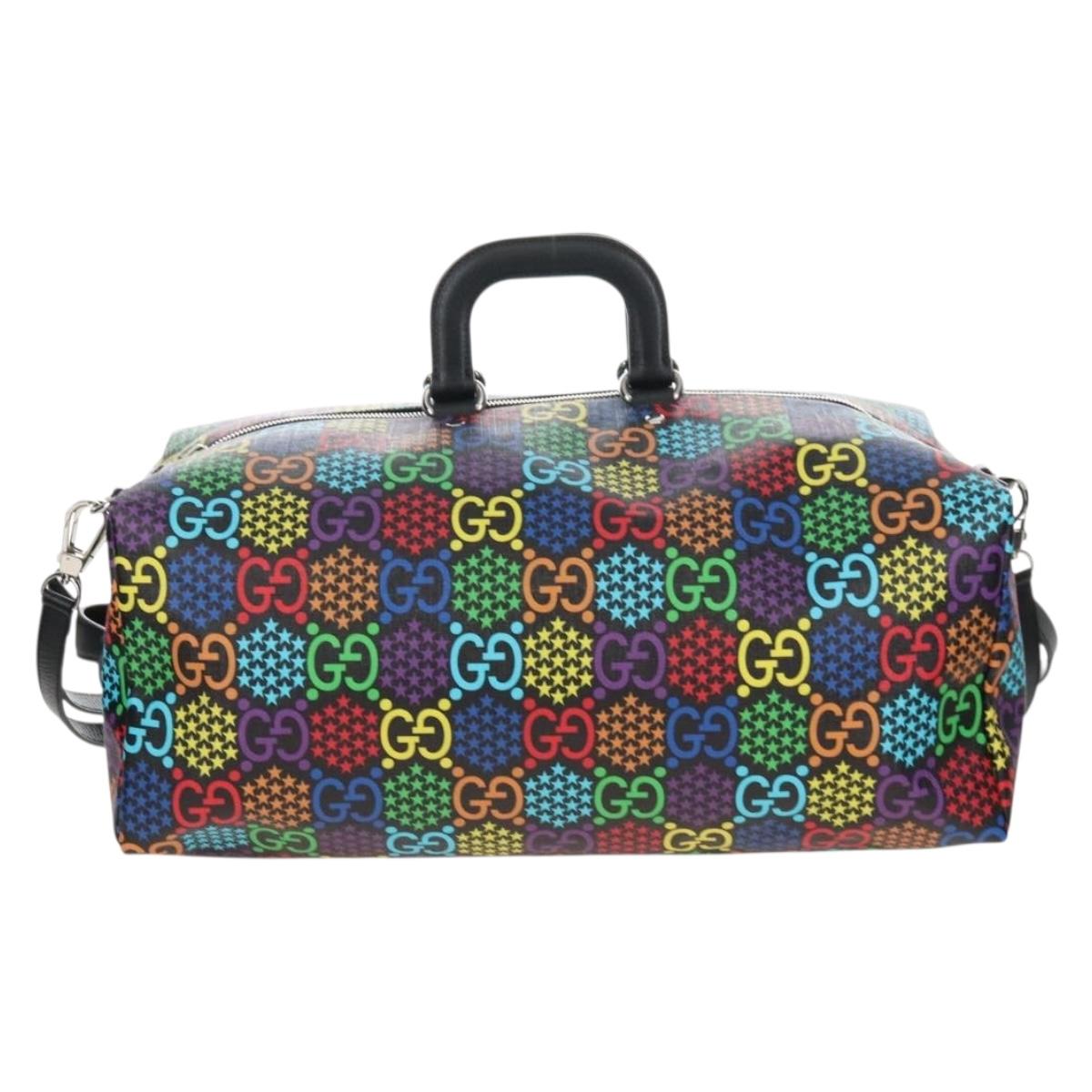 GUCCI GG Psychedelic Boston Bag PVC 2way Multicolor Silver 602619 Auth 209553M