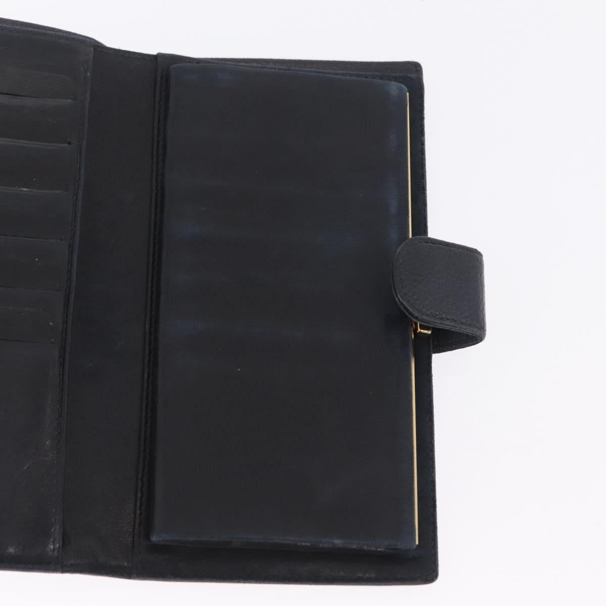 CHANEL Long Wallet Caviar Skin Black Gold Tone CC Auth 209562