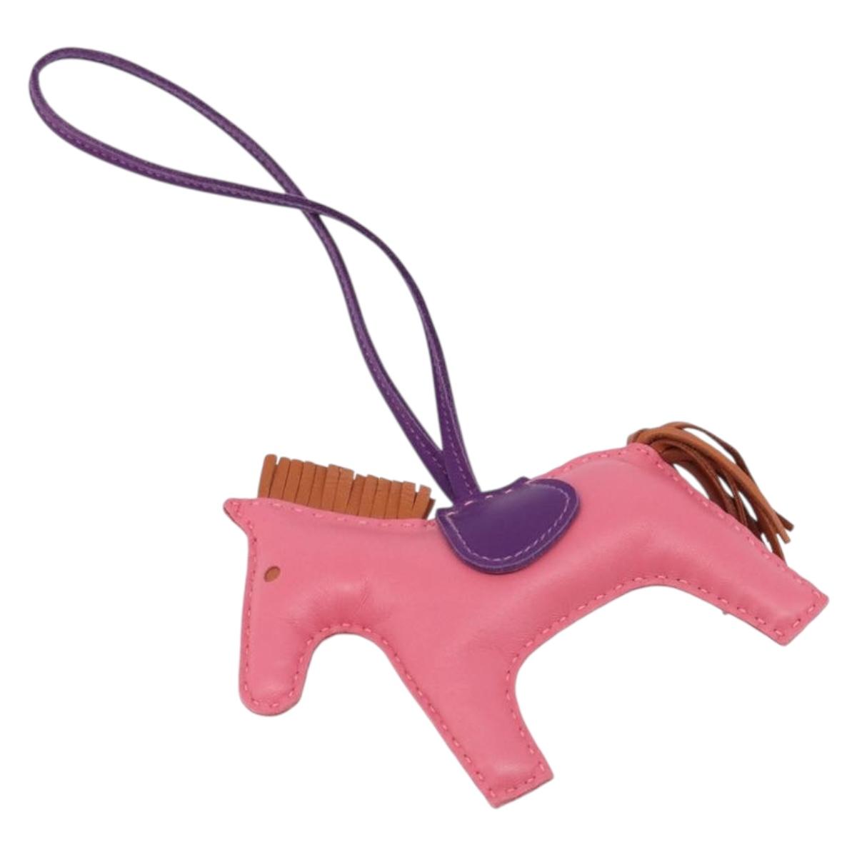 HERMES Rodeo MM Charm Leather Pink Purple Auth 209569M