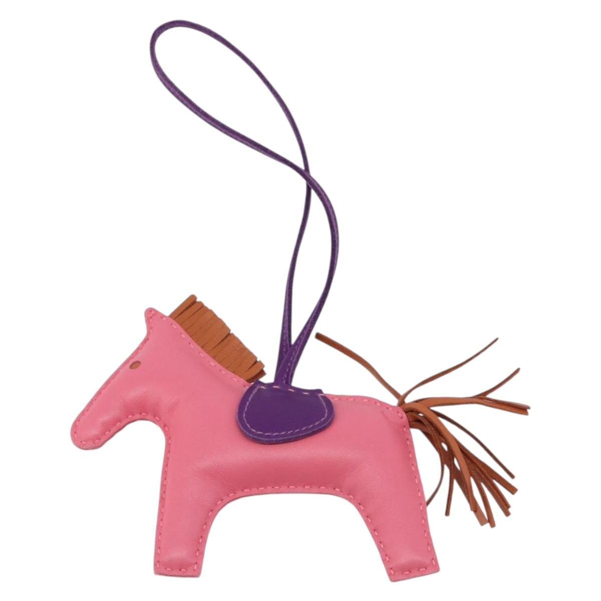 HERMES Rodeo MM Charm Leather Pink Purple Auth 209569M