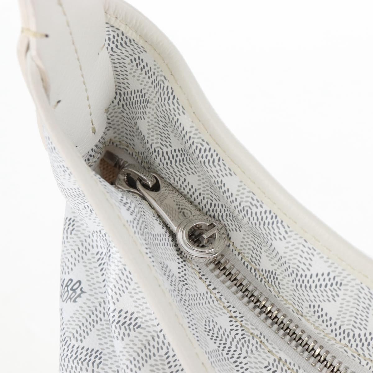 Goyard Herringbone Hobo Bag Boheme PVC Leather White Auth 209578SAM