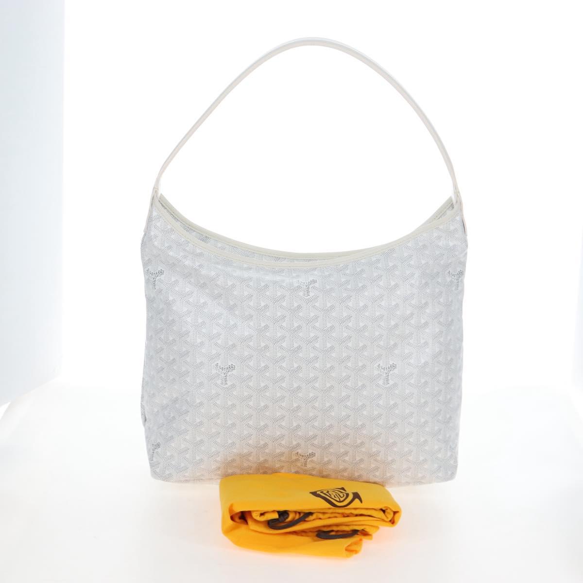 Goyard Herringbone Hobo Bag Boheme PVC Leather White Auth 209578SAM