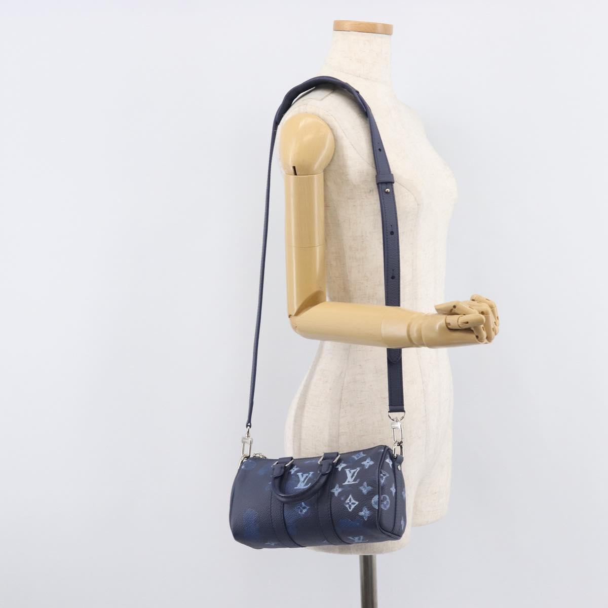 LOUIS VUITTON Monogram Watercolor Keepall XS Hand Bag Navy M57844 Auth 209582SAM