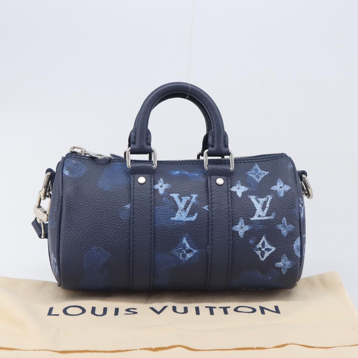 LOUIS VUITTON Monogram Watercolor Keepall XS Hand Bag Navy M57844 Auth 209582SAM