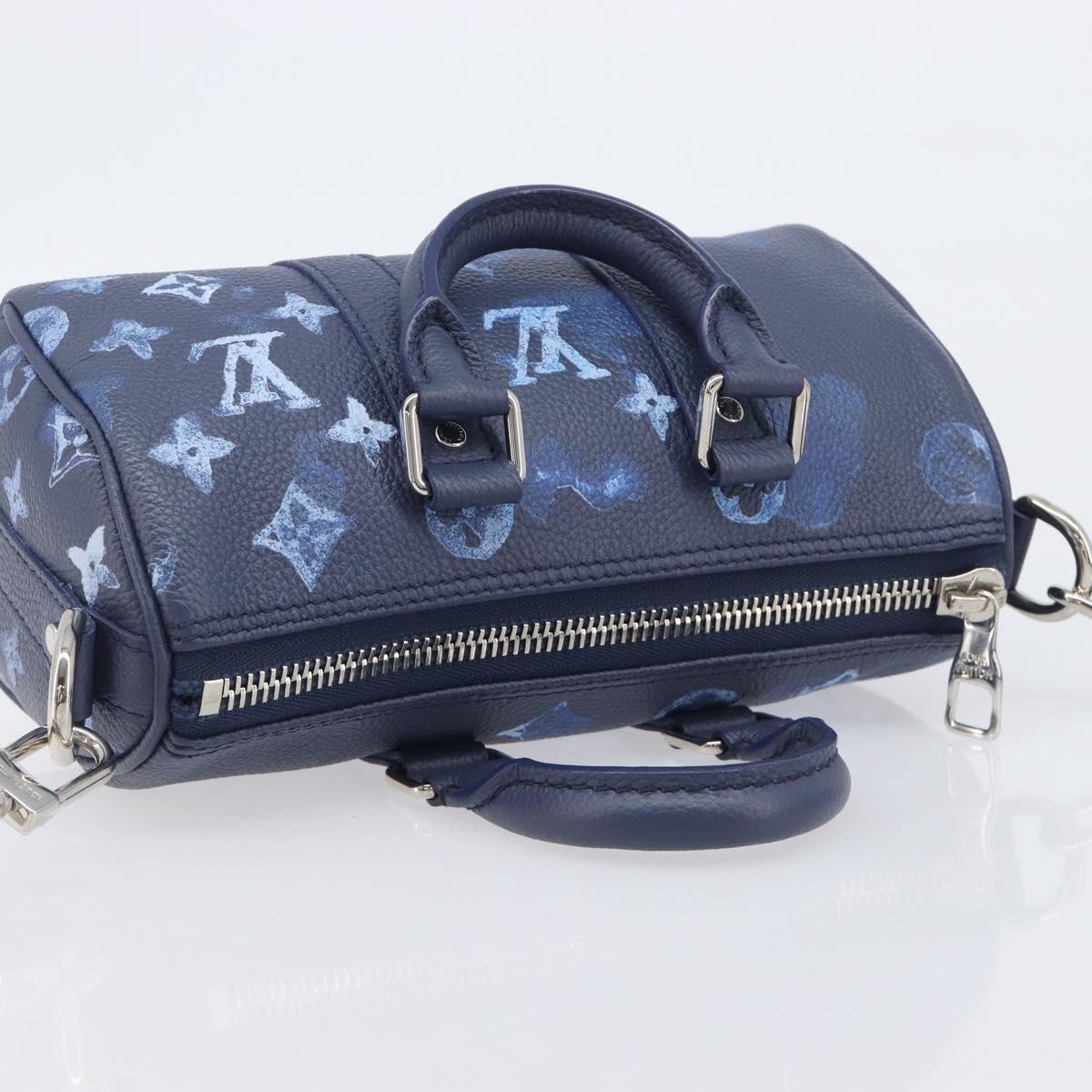 LOUIS VUITTON Monogram Watercolor Keepall XS Hand Bag Navy M57844 Auth 209582SAM