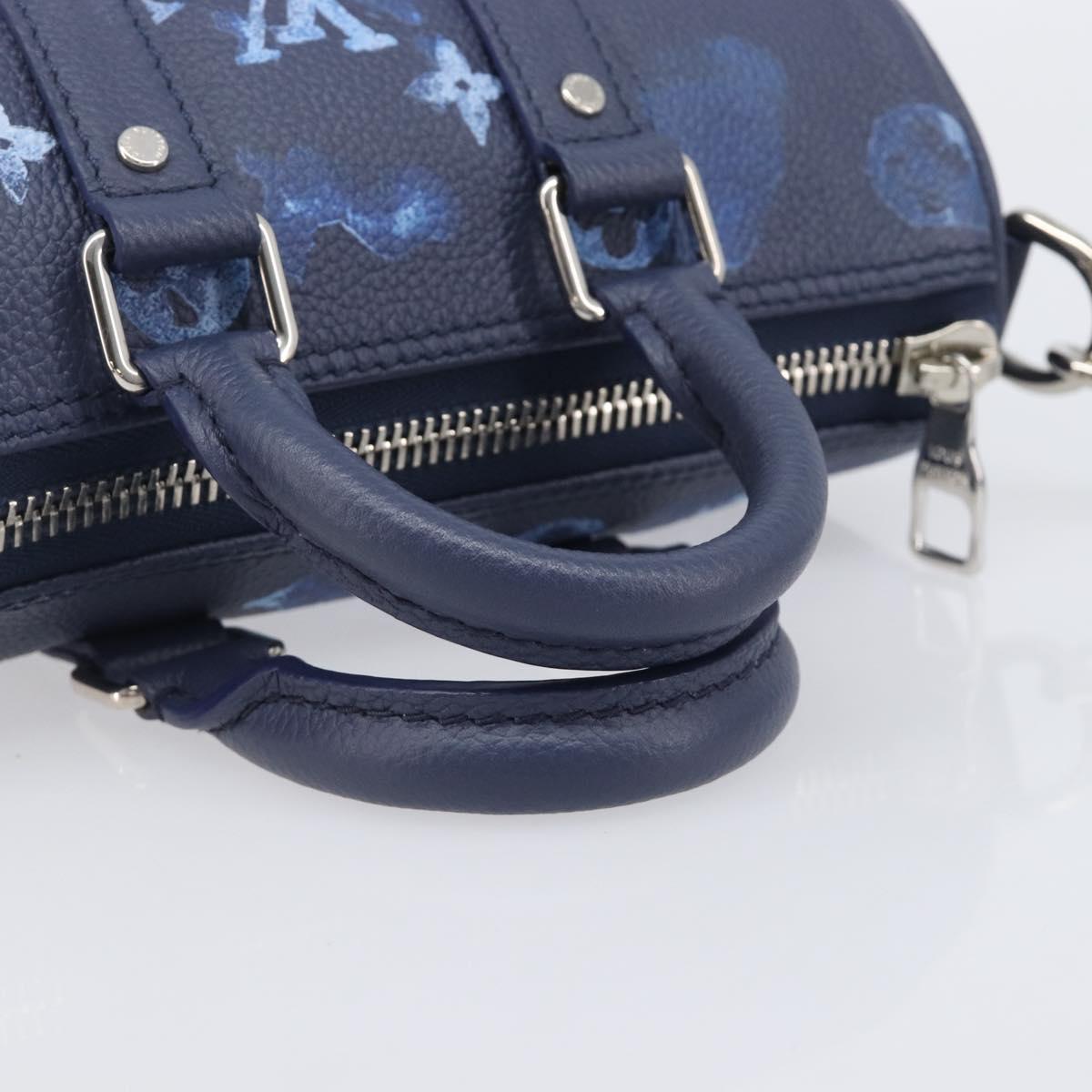 LOUIS VUITTON Monogram Watercolor Keepall XS Hand Bag Navy M57844 Auth 209582SAM