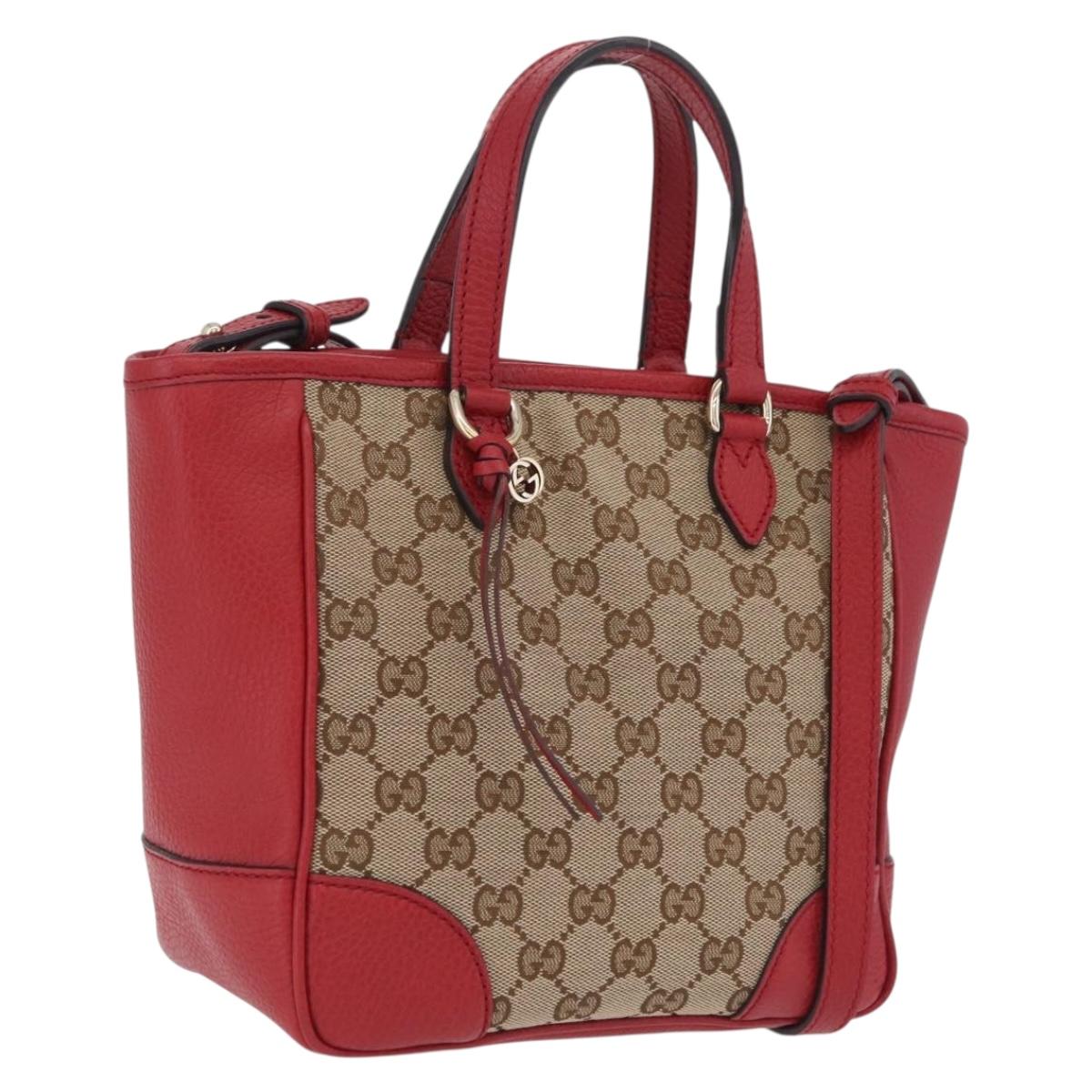 GUCCI GG Canvas Hand Bag Outlet 2way Beige Gold Tone 449241 Auth 209591A