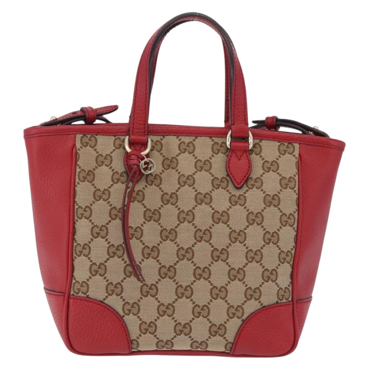 GUCCI GG Canvas Hand Bag Outlet 2way Beige Gold Tone 449241 Auth 209591A