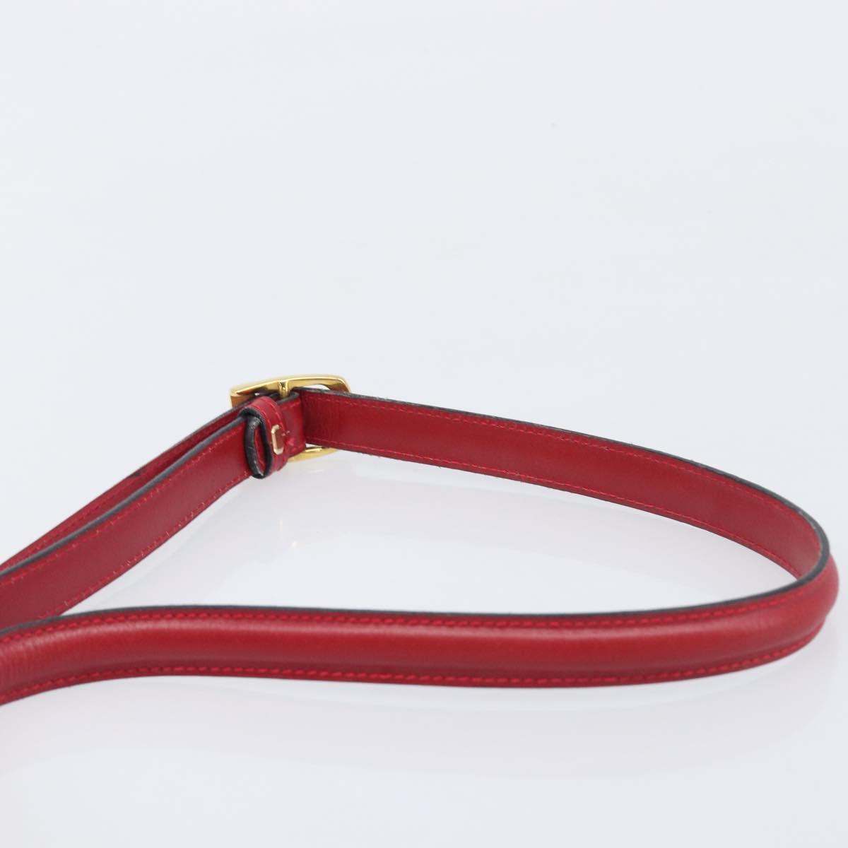 Bally Shoulder Bag Leather Red Gold Tone Auth 209593