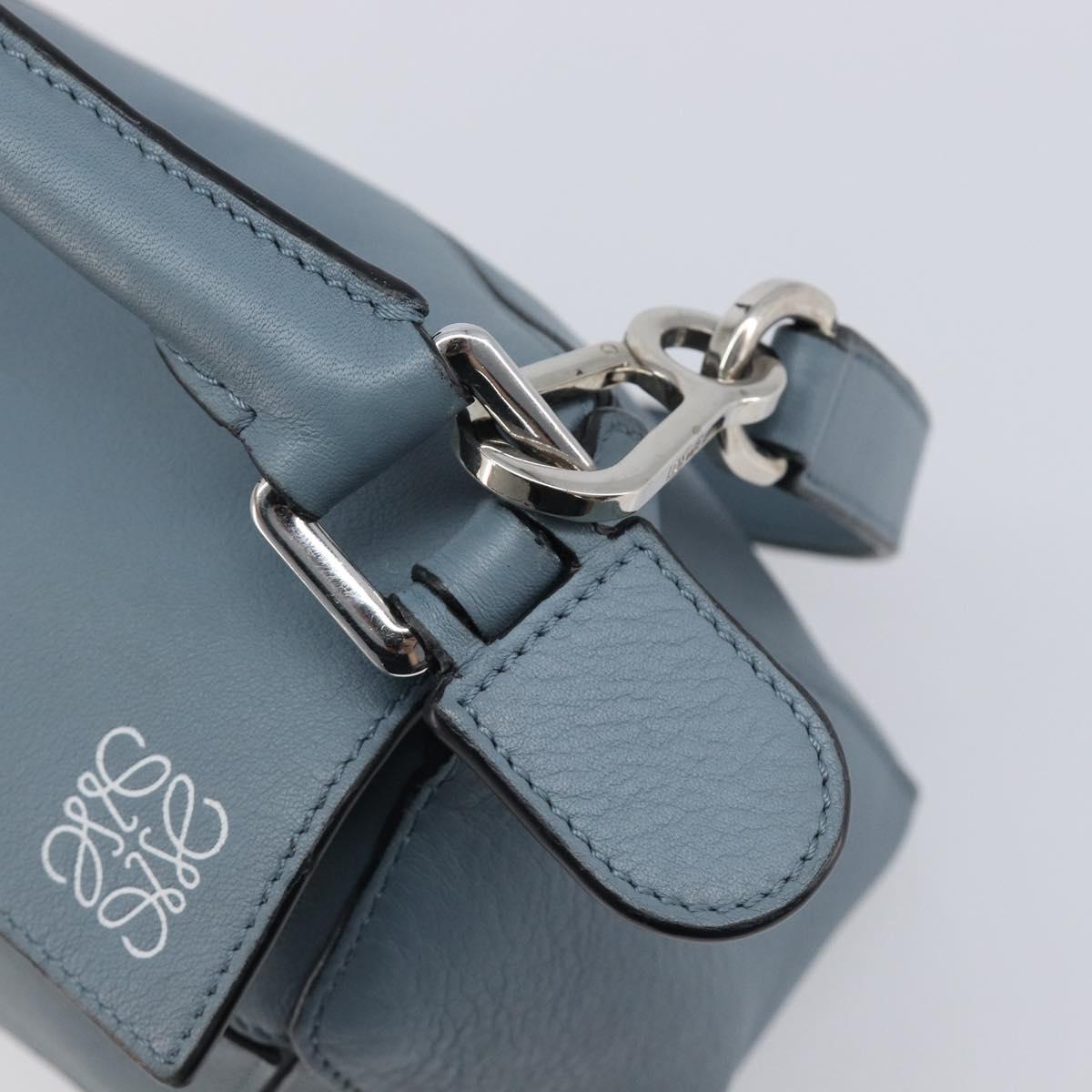 LOEWE Puzzle Bag Shoulder Bag Leather 2way Light Blue Silver Auth 209596M