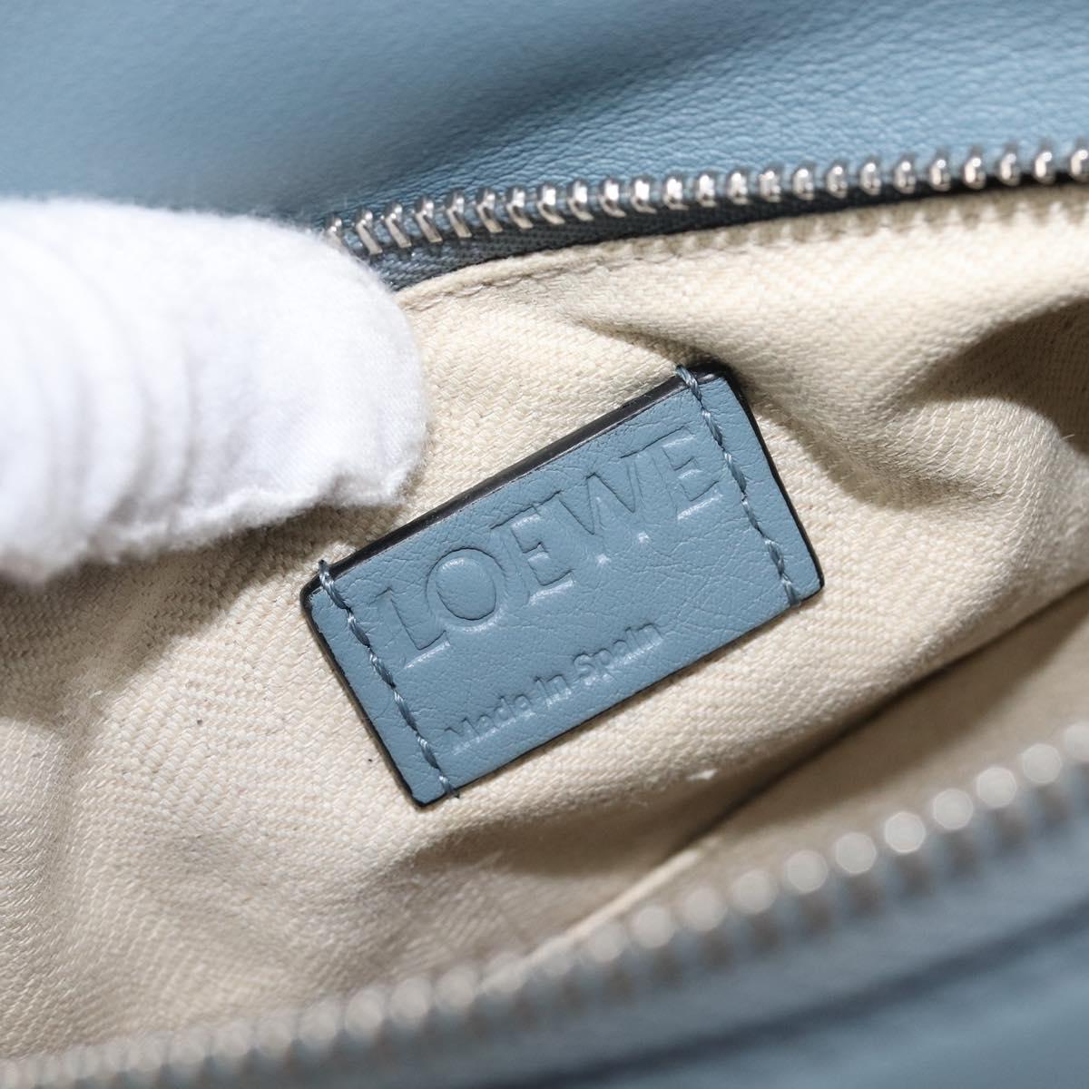 LOEWE Puzzle Bag Shoulder Bag Leather 2way Light Blue Silver Auth 209596M