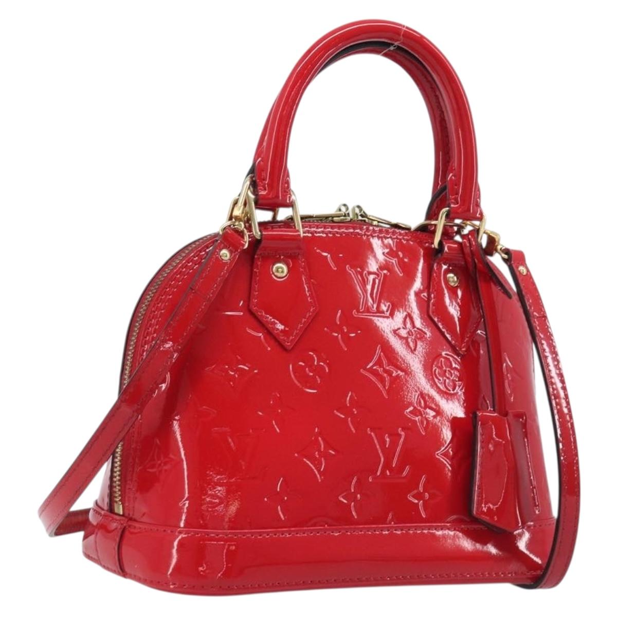 LOUIS VUITTON Monogram Vernis Alma BB Hand Bag Red Slys M90174 LV Auth 209599V