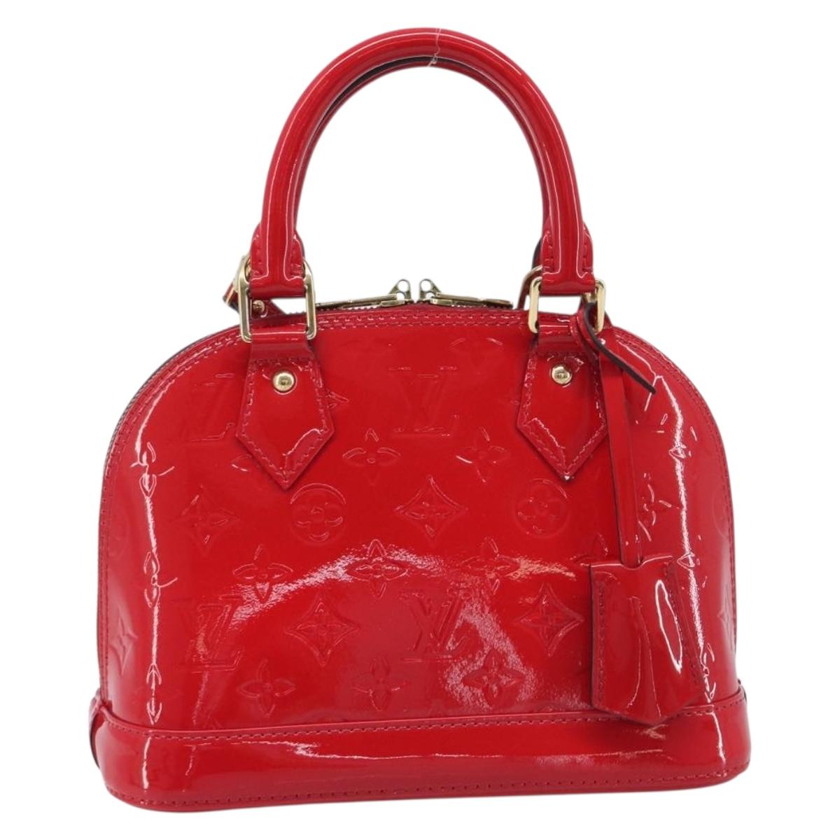 LOUIS VUITTON Monogram Vernis Alma BB Hand Bag Red Slys M90174 LV Auth 209599V