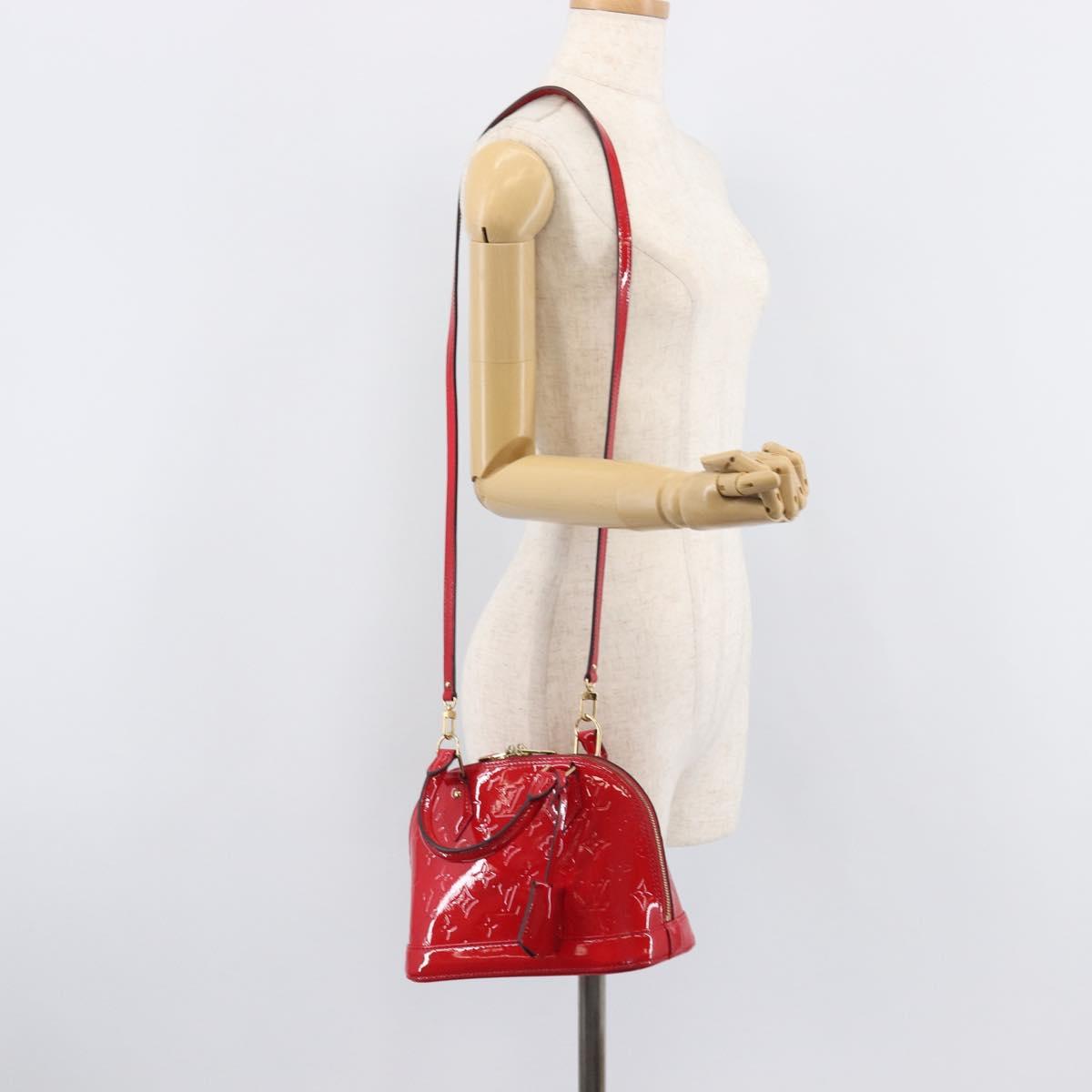 LOUIS VUITTON Monogram Vernis Alma BB Hand Bag Red Slys M90174 LV Auth 209599V