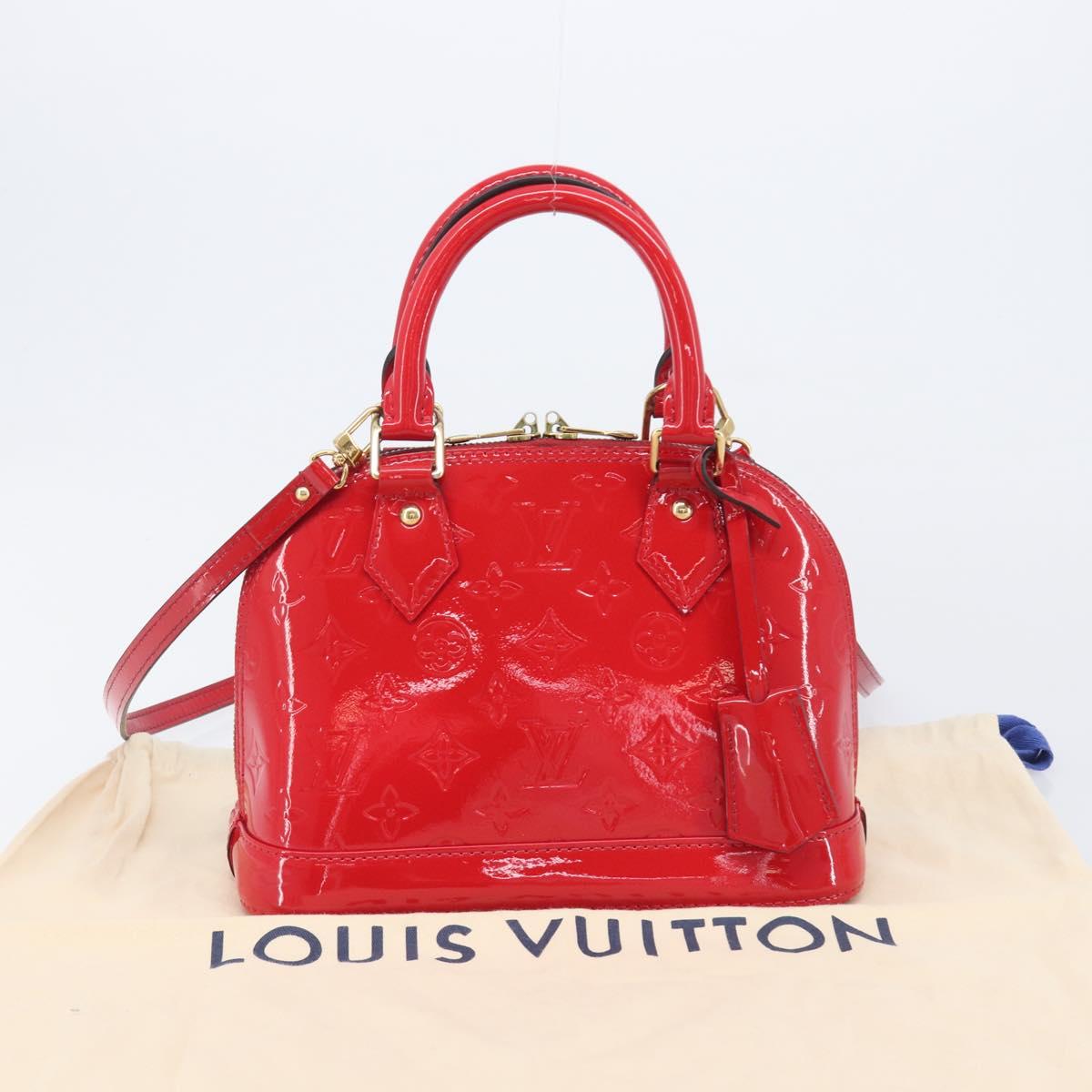 LOUIS VUITTON Monogram Vernis Alma BB Hand Bag Red Slys M90174 LV Auth 209599V