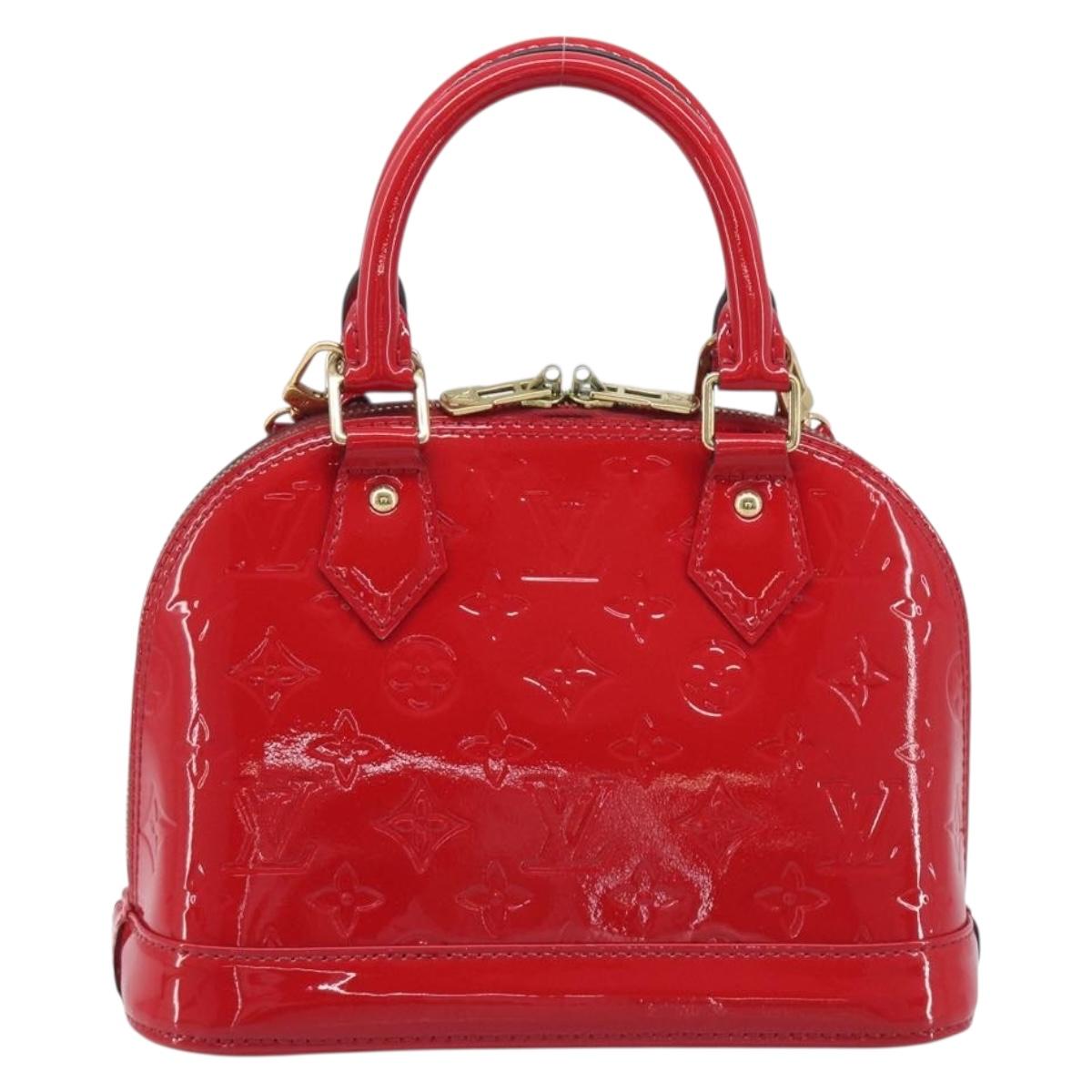 LOUIS VUITTON Monogram Vernis Alma BB Hand Bag Red Slys M90174 LV Auth 209599V