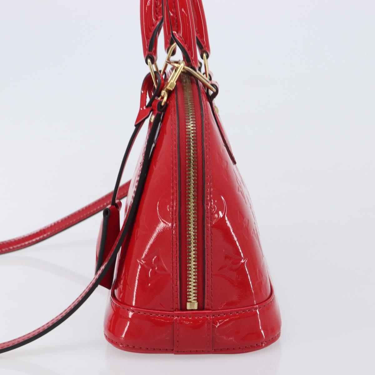 LOUIS VUITTON Monogram Vernis Alma BB Hand Bag Red Slys M90174 LV Auth 209599V
