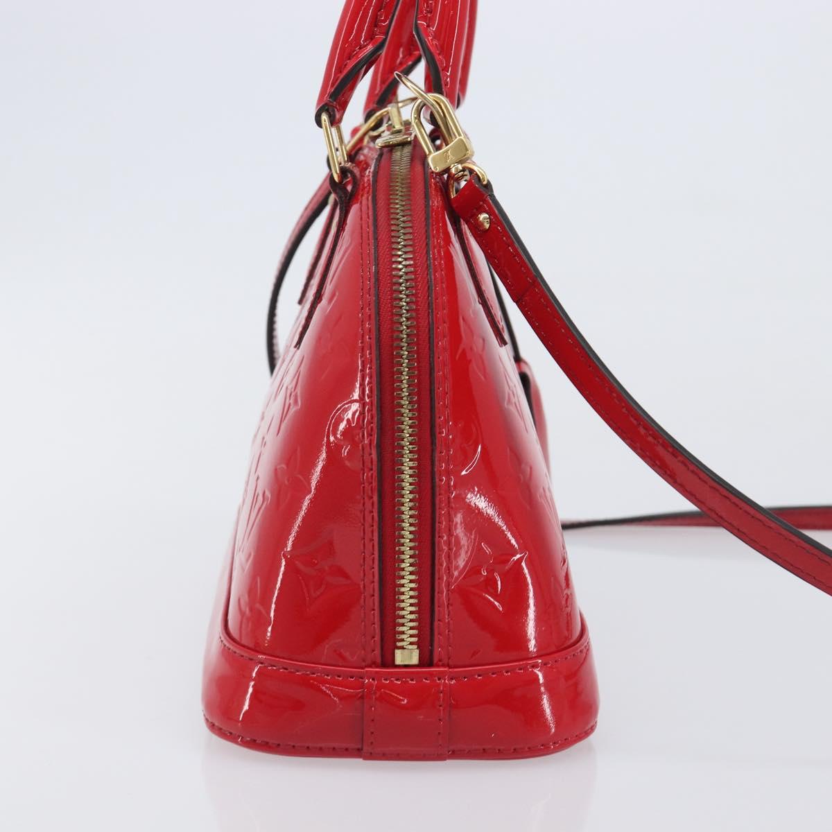 LOUIS VUITTON Monogram Vernis Alma BB Hand Bag Red Slys M90174 LV Auth 209599V