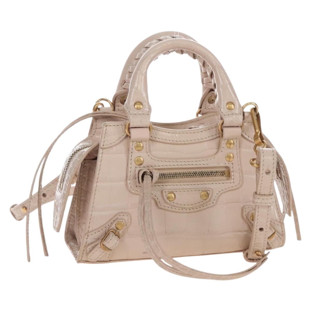 Balenciaga Neo City Bag Mini Hand Bag Leather 2way Pink 639527 Auth 209600SAM