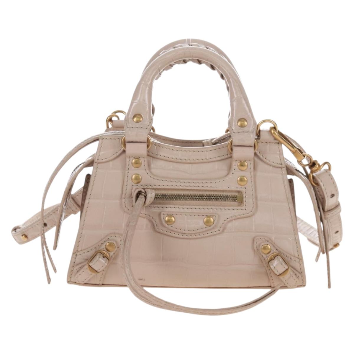 Balenciaga Neo City Bag Mini Hand Bag Leather 2way Pink 639527 Auth 209600SAM