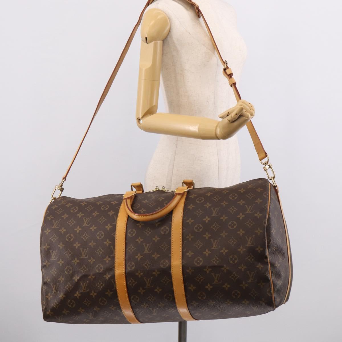 LOUIS VUITTON Monogram Keepall Bandouliere 55 Boston Bag M41414 LV Auth 209601V