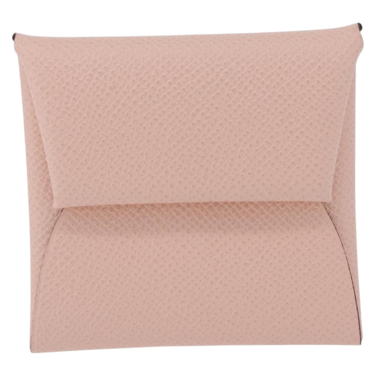 HERMES Bastia Coin Purse Leather Pink Auth 209602V