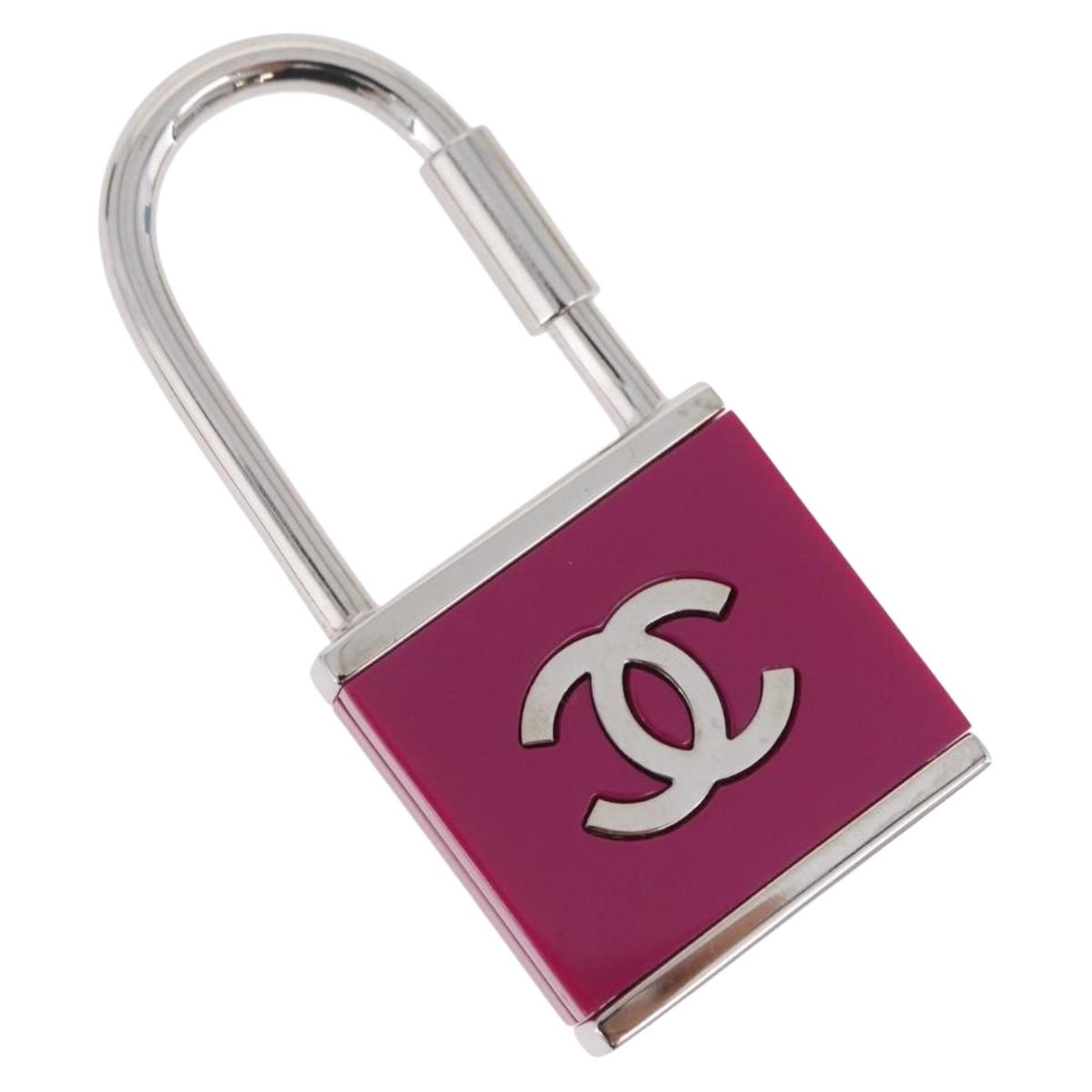 CHANEL Key Holder Metal Pink Silver tone CC Auth 209604M