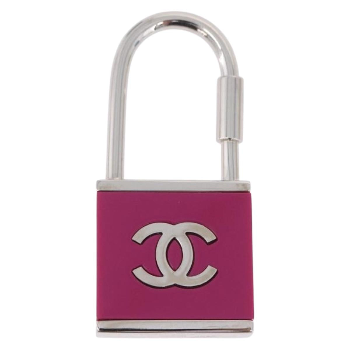CHANEL Key Holder Metal Pink Silver tone CC Auth 209604M