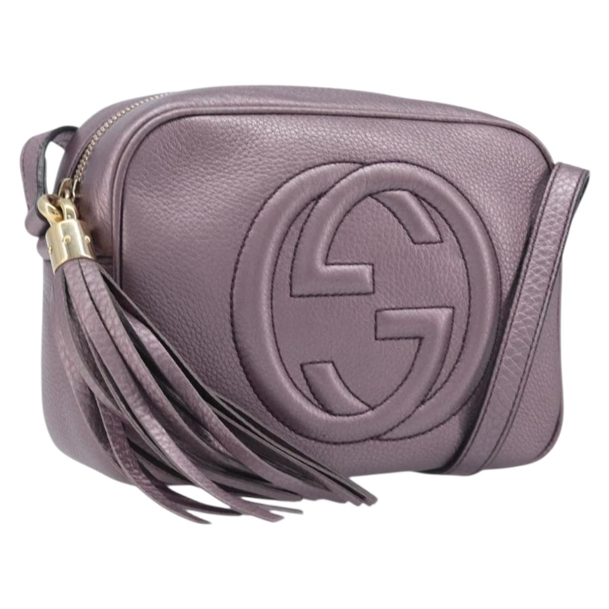 GUCCI Soho Shoulder Bag Leather Pink Gold Tone 308364 Auth 209608A