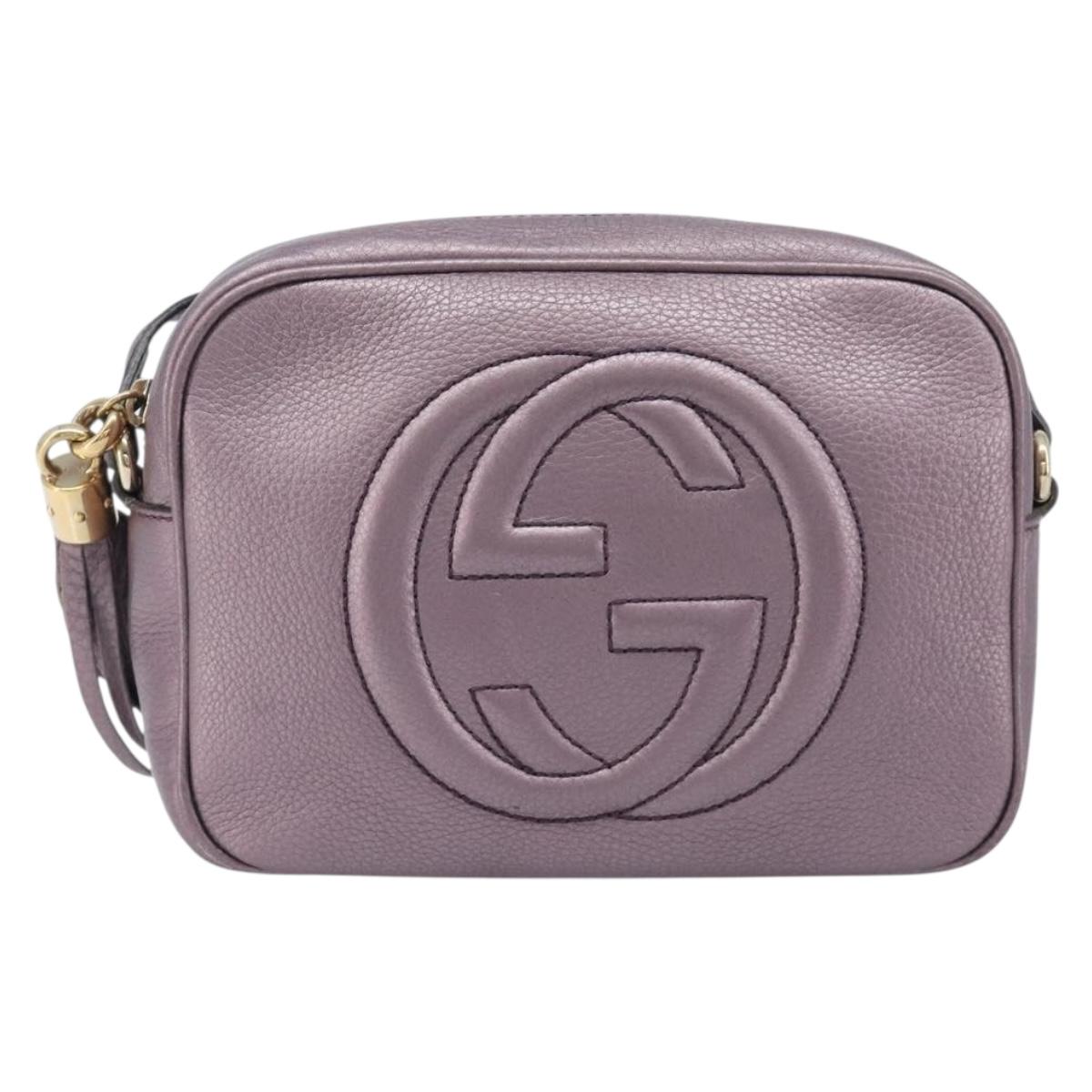 GUCCI Soho Shoulder Bag Leather Pink Gold Tone 308364 Auth 209608A