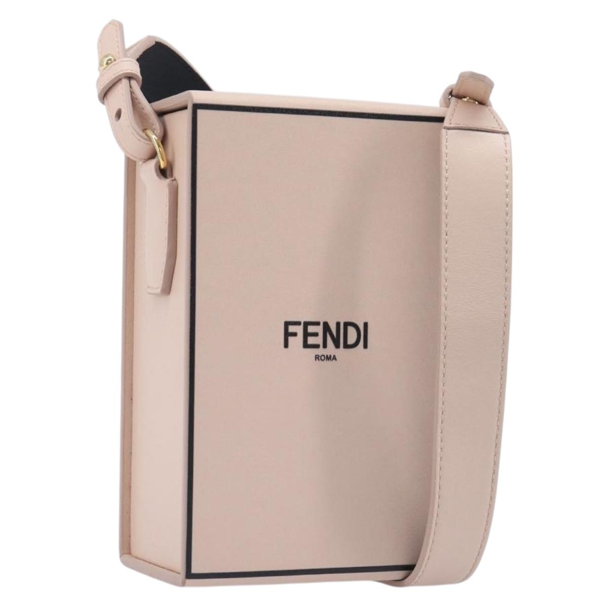 FENDI Box Shoulder Bag Leather Pink Gold Tone 8BT339 Auth 209612M